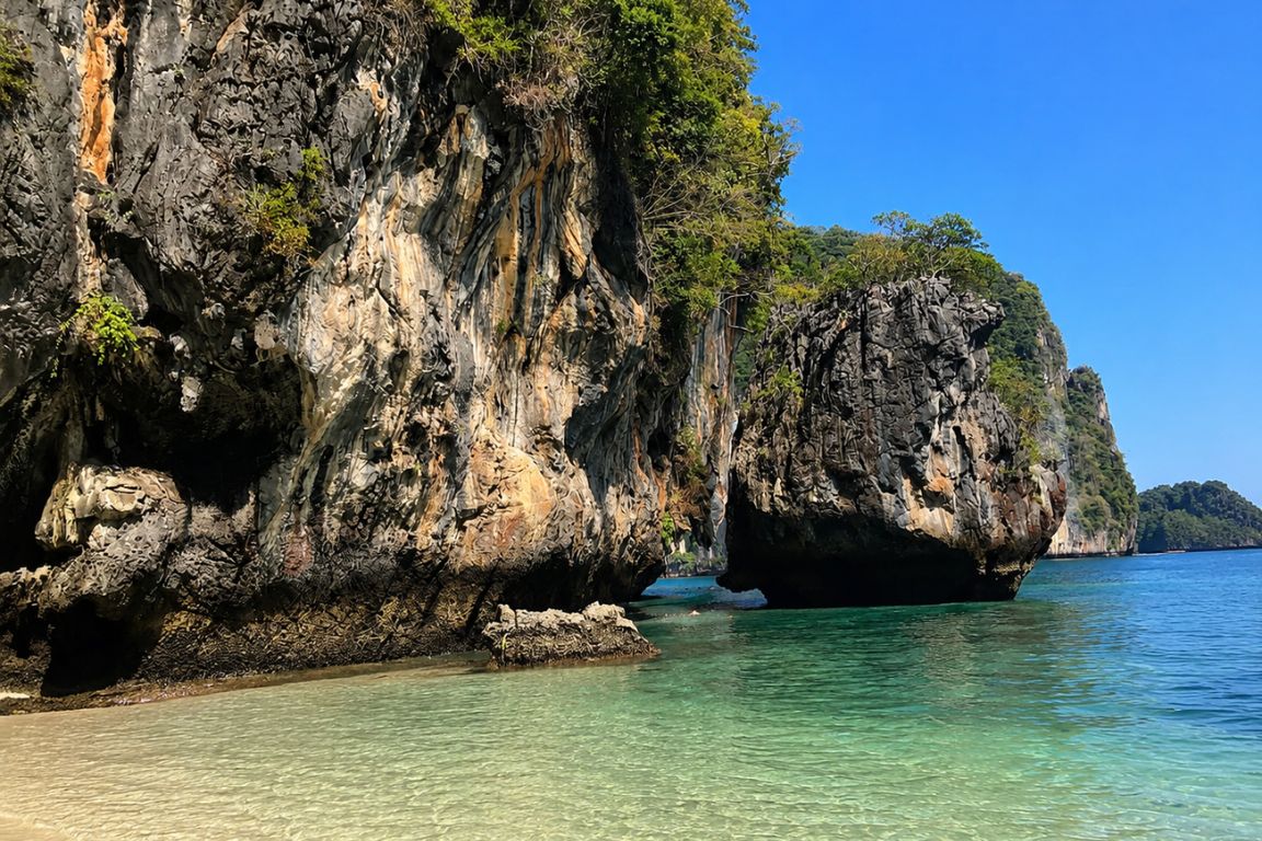 Dramatic limestone cliffs and crystal-clear waters at Ko Lao Lading explored during a Krabi Boat Tours island-hopping adventure