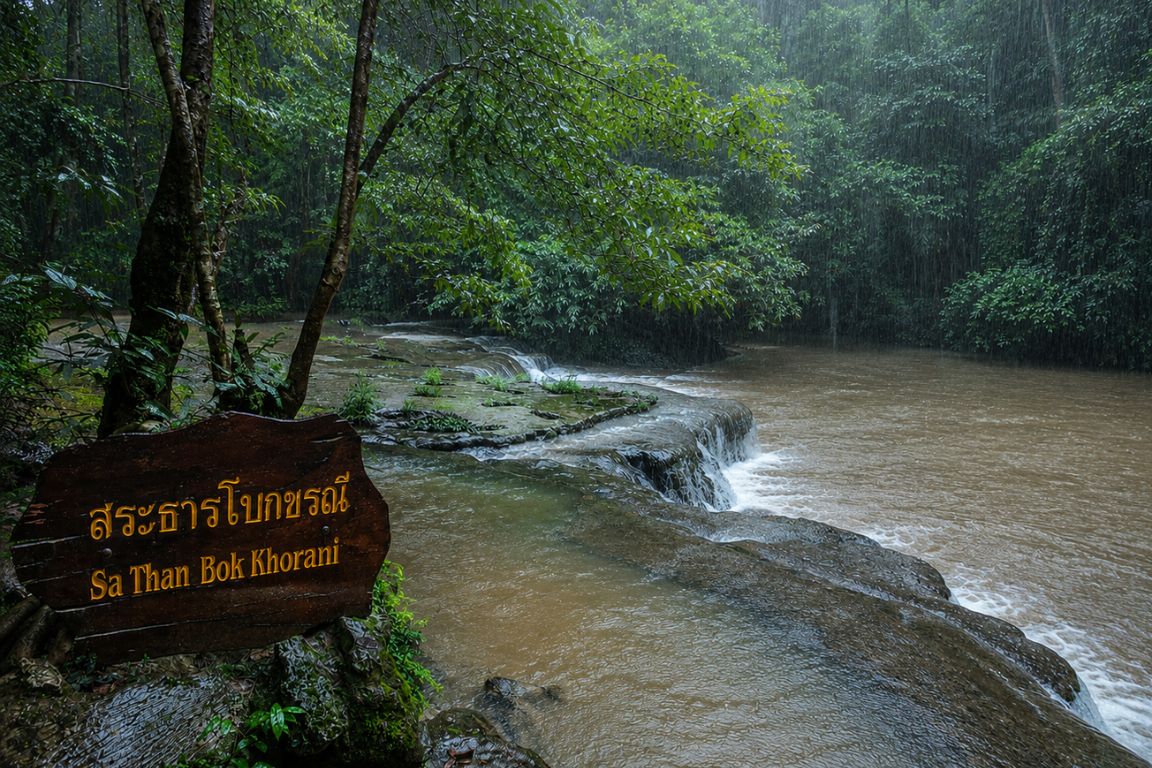Natural beauty of Than Bok Khorani National Park with dense greenery and flowing freshwater photographed during a Krabi Boat Tours experience